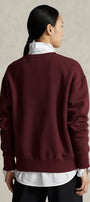 Kadın Oversize Sweatshirt Trench Bear Baskılı Bordo – Bisiklet Yaka, 3 İplik Şardonlu