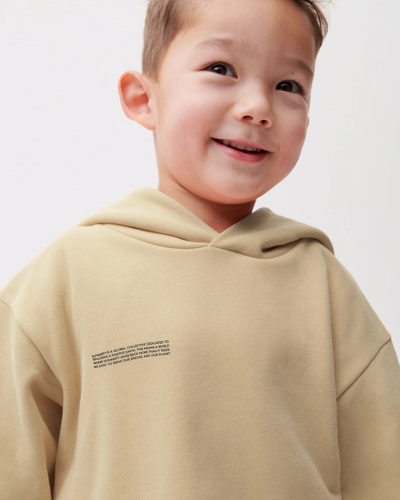 Bej Unisex Çocuk Kapüşonlu Nature Concept Baskılı Oversize Sweatshirt Hoodie