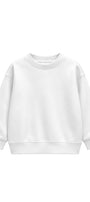 Kız Çocuk Oversize Sweatshirt Basic Beyaz – Bisiklet yaka, 3 iplik şardonlu polar