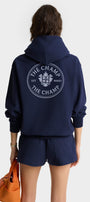 Unisex Lacivert Kapüşonlu Sweatshirt – The Champ Armalı, 3 İplik Şardonlu, Şehir ve Kolej Stili