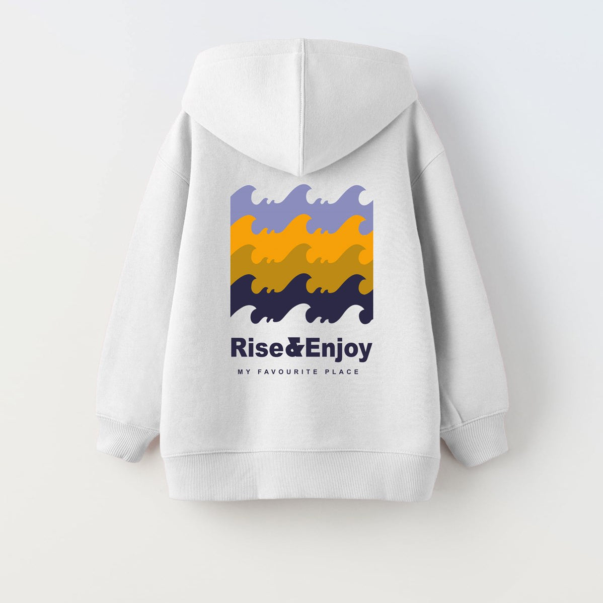Kapüşonlu İçi Polar Rise And Enjoy Baskılı Beyaz Unisex Çocuk Hoodie Sweatshirt