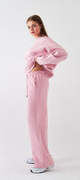 Unisex Oversize Eşofman Takımı Basic Pembe – Bisiklet Yaka, Boru Paça, 3 İplik Şardonlu Polar