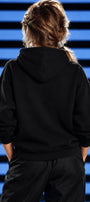 Kadın Oversize Hoodie Seventies Party Baskılı Siyah - Kapüşonlu, Kanguru Cepli, 3 İplik Polar