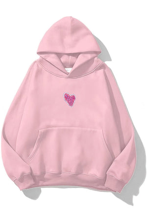 Kapüşonlu İçi Polar No Fear Baskılı Pembe Unisex Oversize Hoodie Sweatshirt