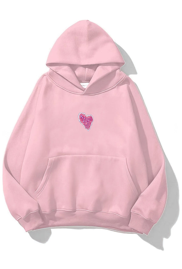 Kapüşonlu İçi Polar No Fear Baskılı Pembe Unisex Oversize Hoodie Sweatshirt