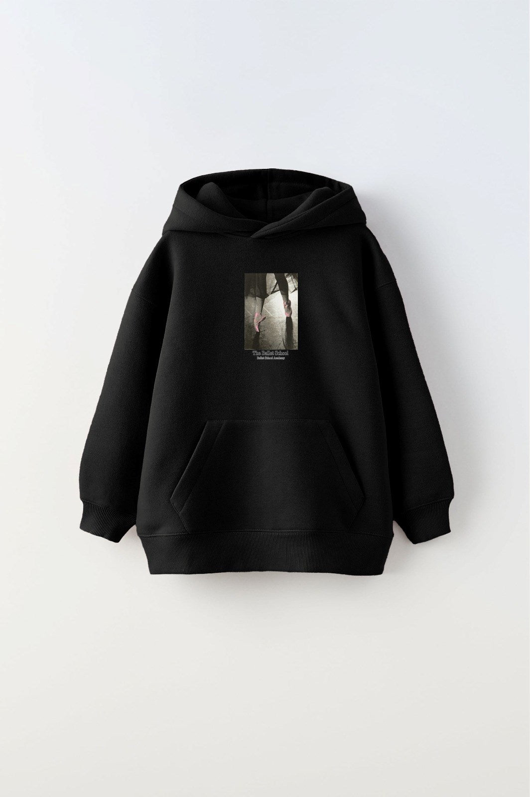 Kapüşonlu İçi Polar The Ballet School Baskılı Siyah Unisex Çocuk Hoodie Sweatshirt