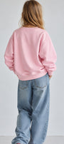 Kız Çocuk Oversize Sweatshirt Basic Pembe – Bisiklet yaka, 3 iplik şardonlu polar