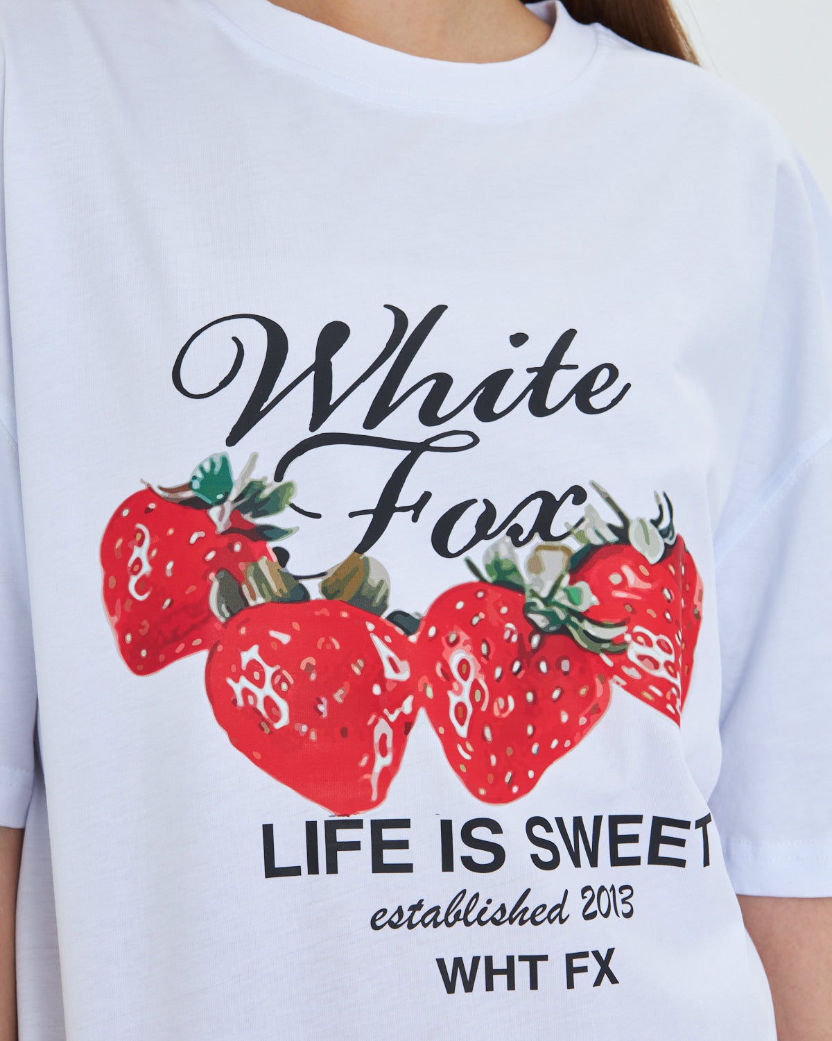 White Fox  Life  Is Sweat Baskılı Bisiklet Yaka T-shirt Kadın