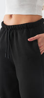 Oversize Unisex Eşofman Altı Siyah – 3 İplik Şardonlu, Bol Paça, Cepli, Modern Rahat Kesim