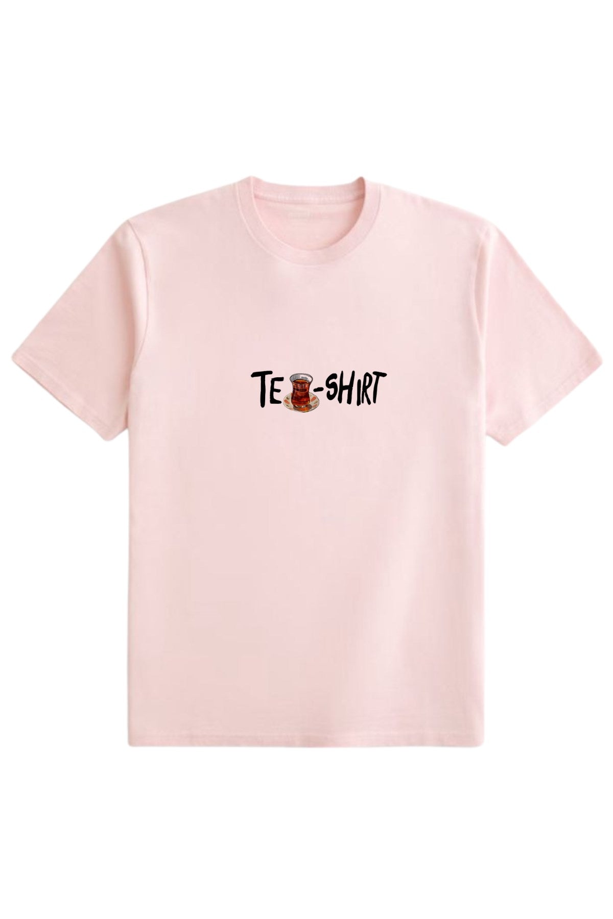 Kadın Oversize Tişört Tea-Shirt Baskılı Pembe – Bisiklet Yaka, Rahat Kalıp, %100 Pamuk