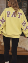 Kadın Oversize Sweatshirt Empathy 3D Baskılı Sarı – Bisiklet Yaka, 3 İplik Şardonlu Polar