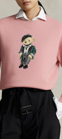 Kadın Oversize Sweatshirt Parisian Bear Baskılı Pembe – Bisiklet Yaka, 3 İplik Şardonlu 