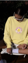 Kadın Oversize Sweatshirt Elbise Bad Club Baskılı Sarı – Bisiklet Yaka, 3 İplik Şardonlu Polar