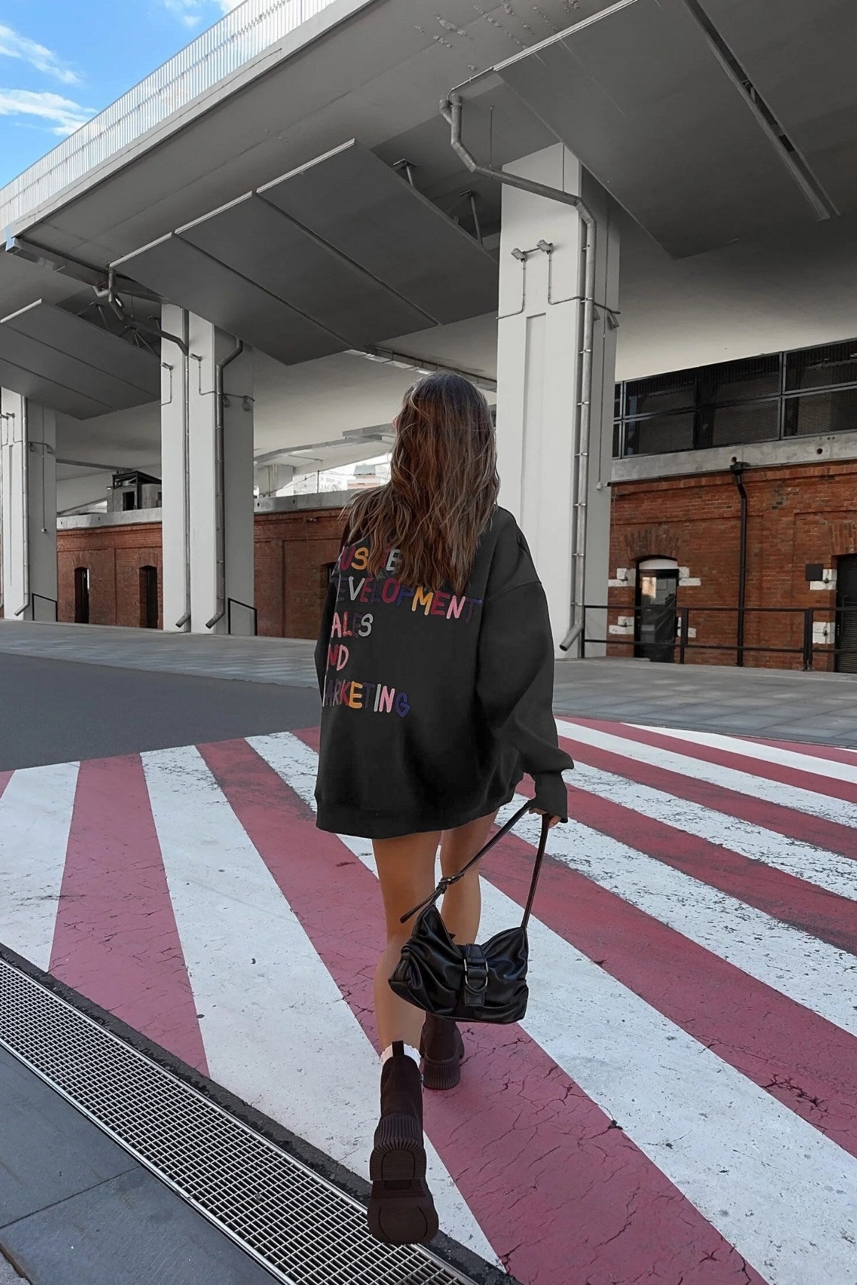 Kadın Oversize Sweatshirt Elbise Color Pop Baskılı Füme – Bisiklet Yaka, 3 İplik Şardonlu Polar