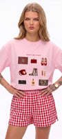 Kadın Oversize Tişört Russian Girl Wishlist Baskılı Pembe – Bisiklet Yaka, Rahat Kalıp, %100 Pamuk
