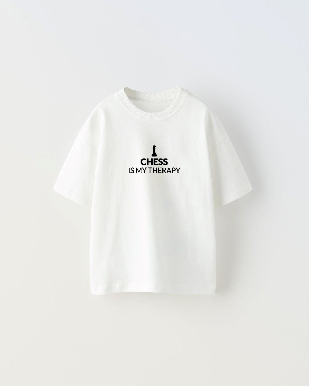 Chess is My Therapy Yazılı Satranç Şah Tasarım Baskılı Beyaz Çocuk T-Shirt