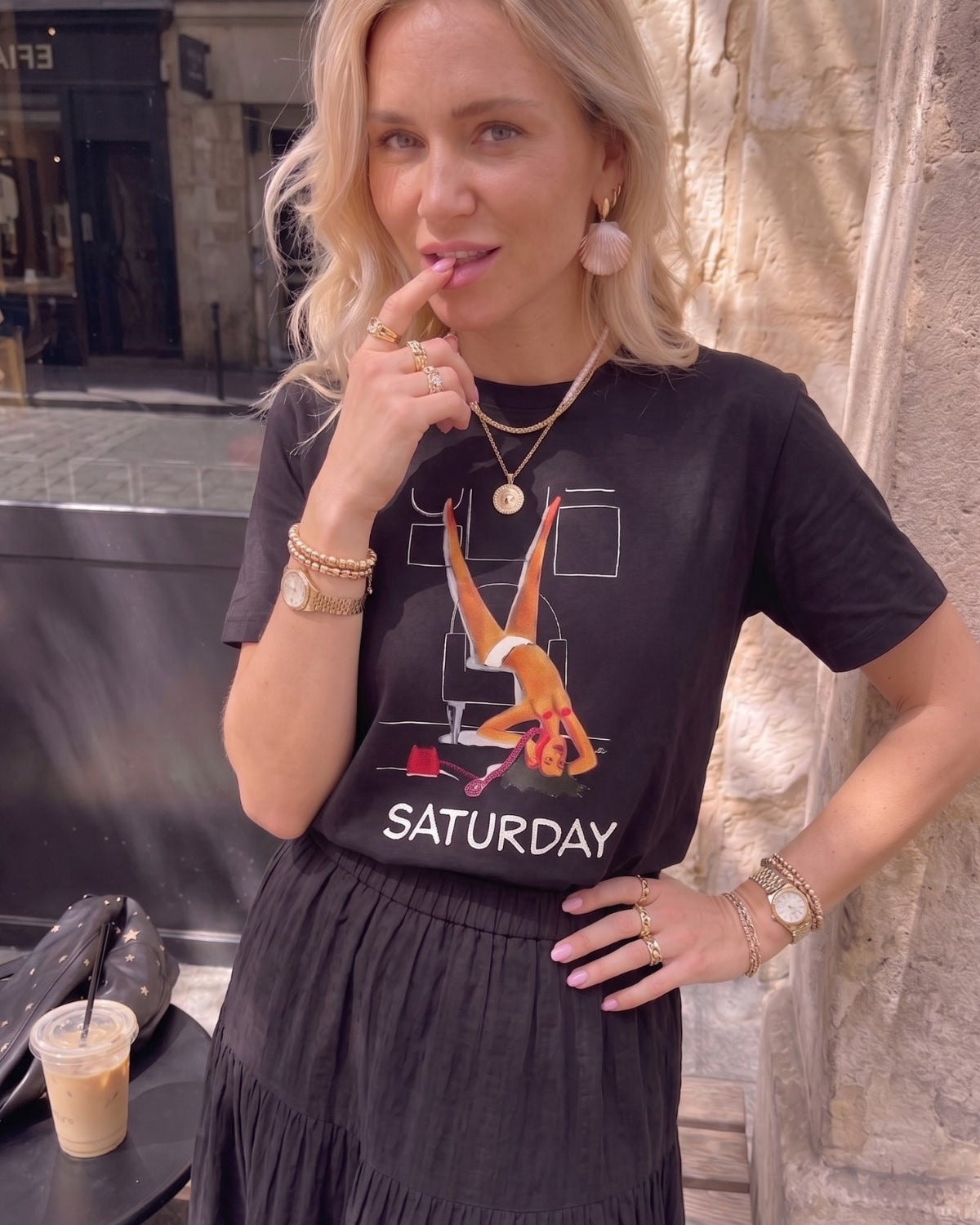 Kadın Oversize Tişört Weekend Mood Baskılı Siyah – Bisiklet Yaka, Rahat Kalıp, %100 Pamuk