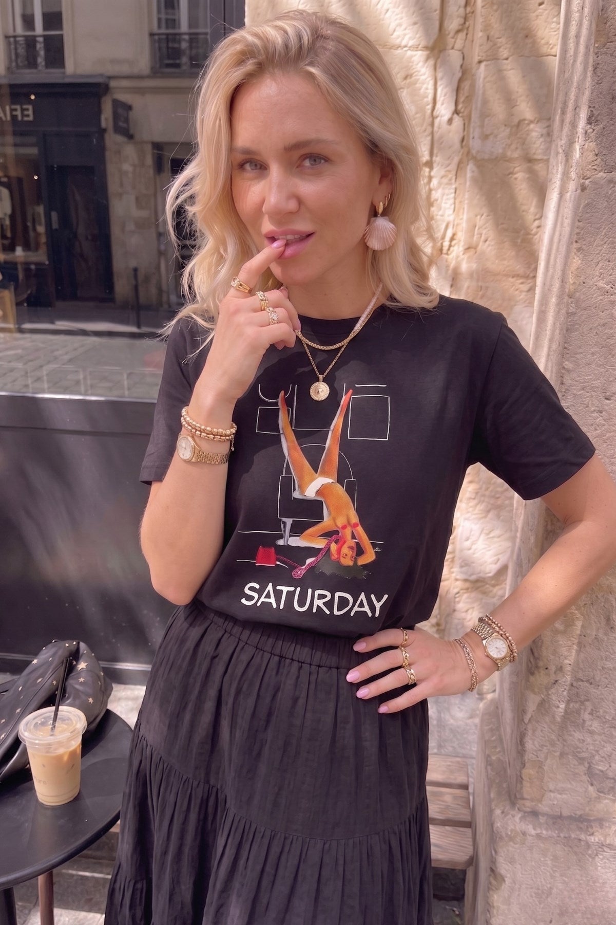 Kadın Oversize Tişört Weekend Mood Baskılı Siyah – Bisiklet Yaka, Rahat Kalıp, %100 Pamuk