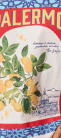 Kadın Oversize Tişört Palermo Lemon Baskılı Beyaz – Bisiklet Yaka, Rahat Kalıp, %100 Pamuk
