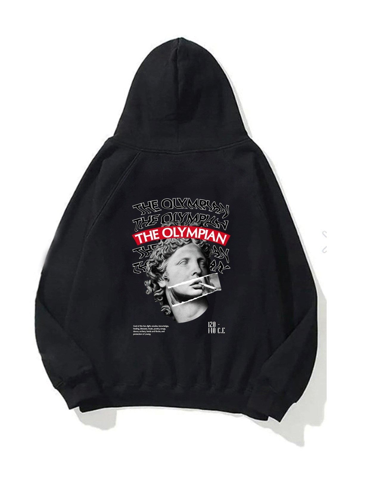 Kapüşonlu İçi Polar The Olympian Baskılı Siyah Unisex Hoodie Sweatshirt