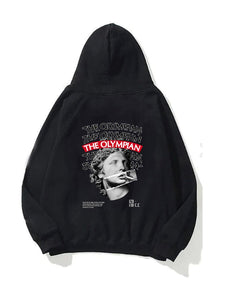 Kapüşonlu İçi Polar The Olympian Baskılı Siyah Unisex Hoodie Sweatshirt