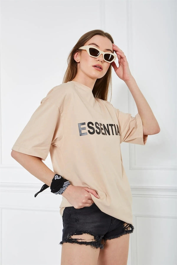 Oversize Unisex Essentials Baskılı T-Shirt