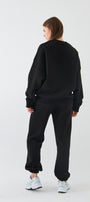 Unisex Oversize Sweatshirt Basic Siyah – Bisiklet Yaka, 3 İplik Şardonlu Polar