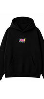 Kadın Oversize Hoodie 90’s Vibe Baskılı Siyah - Kapüşonlu, Kanguru Cepli, 3 İplik Polar
