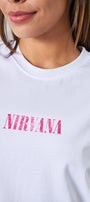 Nirvana Yazılı Melek Tasarım Baskılı Beyaz Kadın T-Shirt 