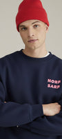Unisex Oversize Sweatshirt Norf Sarf Harita Baskılı Lacivert – Bisiklet Yaka, 3 İplik Şardonlu Polar