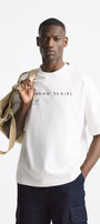 Bisiklet Yaka Unknown Desire Baskılı Oversize Beyaz Erkek T-shirt