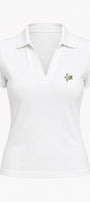 Kadın Tropica Turtle Polo Yaka Basic Tişört Beyaz – %100 Pamuk, Kısa Kollu, Likralı Rahat Kalıp Bluz