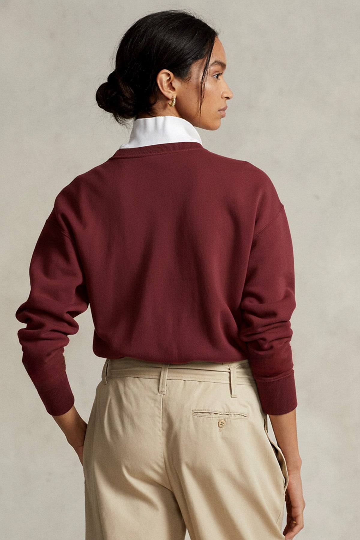 Kadın Oversize Sweatshirt Weekend Bear Baskılı Bordo – Bisiklet Yaka, 3 İplik Şardonlu