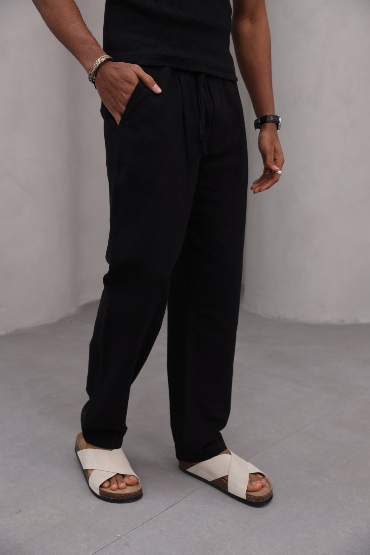 Rahat Kesim Düz Paça %100 Cotton Bağcıklı Erkek Pantolon
