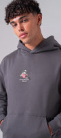 Erkek Oversize Sweatshirt Hoodie Shark Hello Füme – Kapüşonlu, 3 İplik Polar, Kanguru Cepli