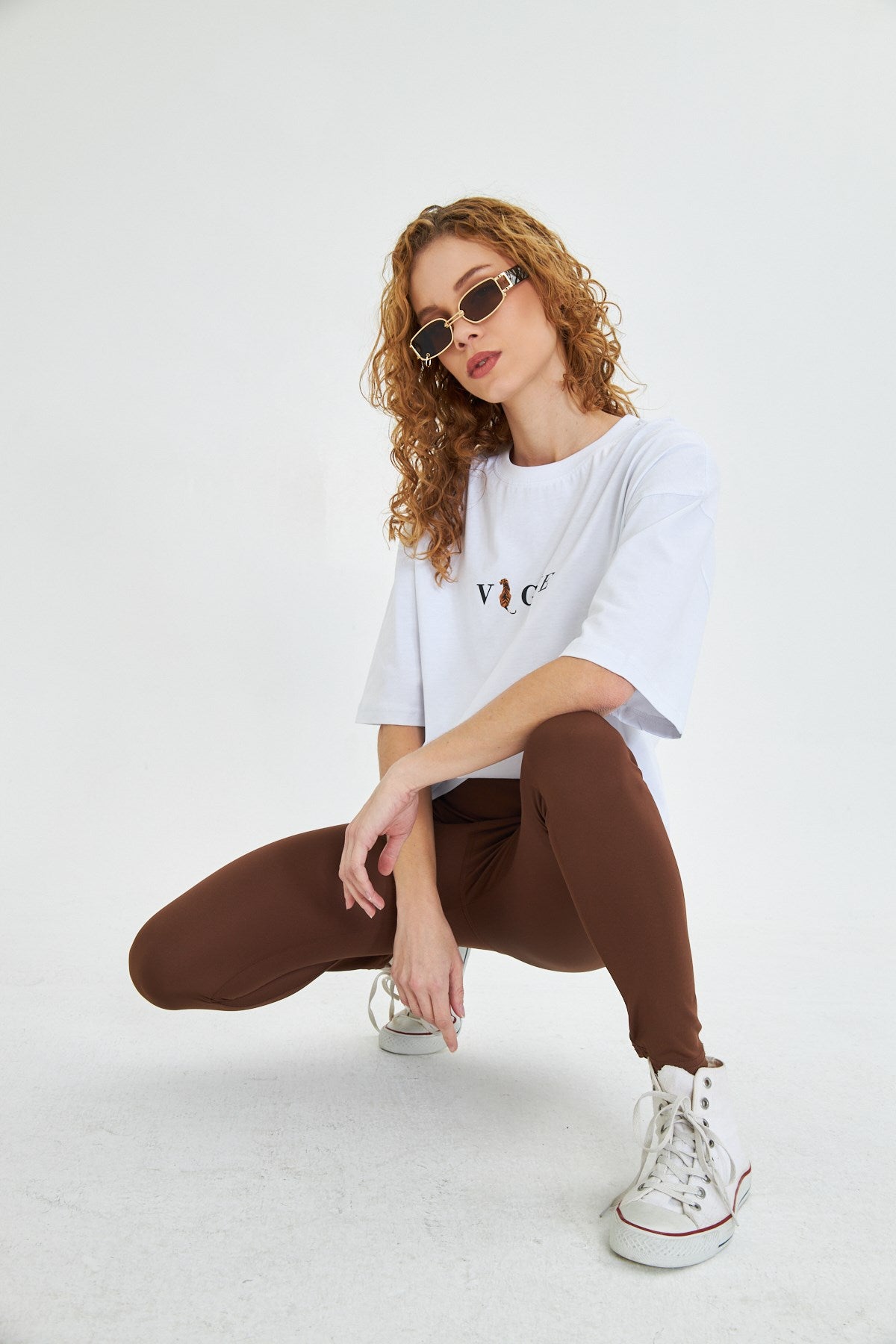 Kadın Vogue  Baskılı %100 Pamuk Oversize Kadın Tişört