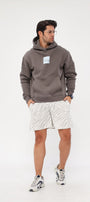 Kapüşonlu İçi Polar Syzygy Yazı Baskılı Füme Oversize Hoodie Sweatshirt