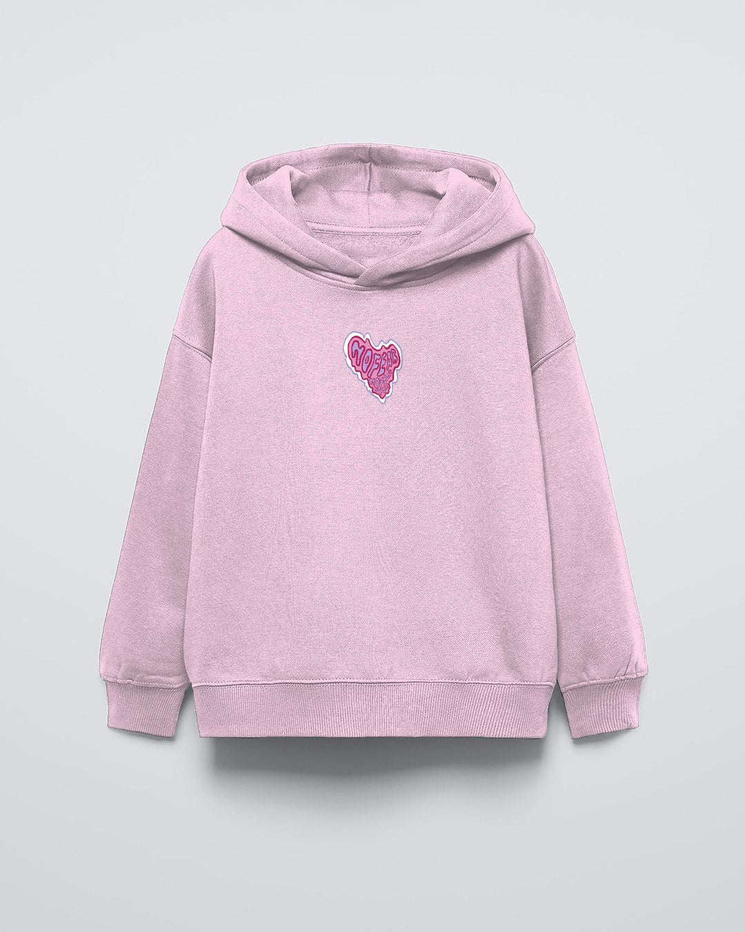 Pembe Kapüşonlu No Fear Baskı Detaylı Oversize Çocuk Hoodie