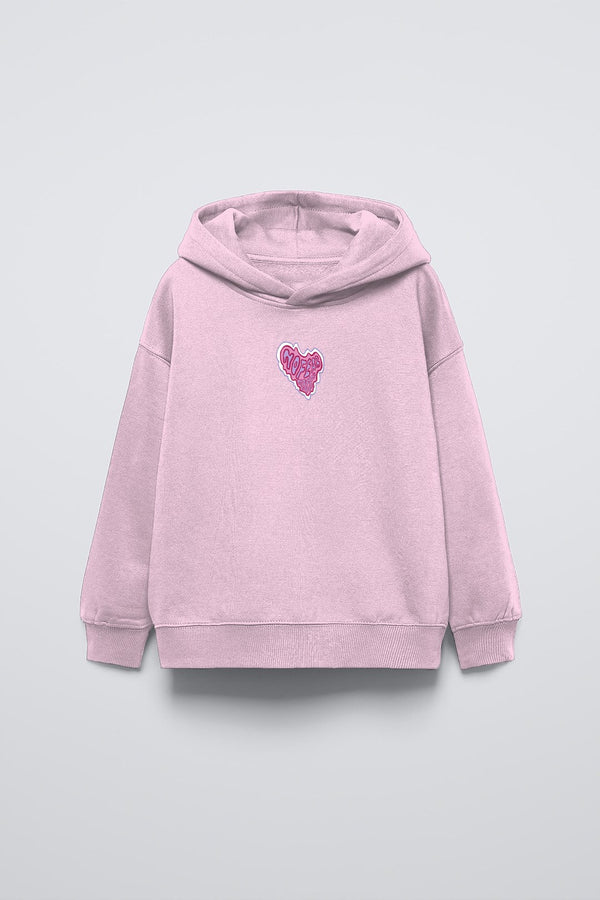 Pembe Kapüşonlu No Fear Baskı Detaylı Oversize Çocuk Hoodie