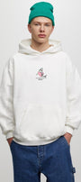 Erkek Oversize Sweatshirt Hoodie Shark Hello Beyaz – Kapüşonlu, 3 İplik Polar, Kanguru Cepli