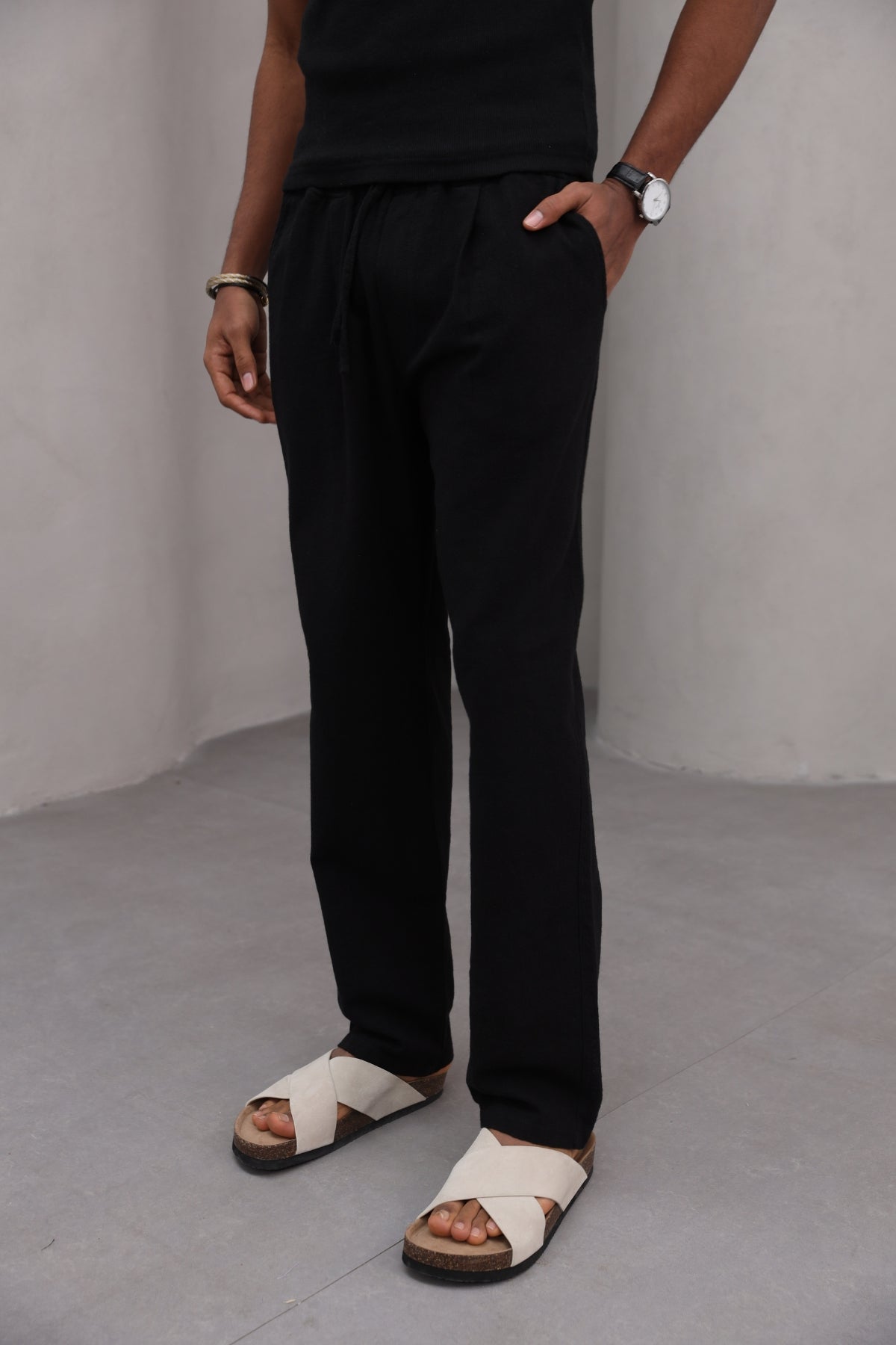 Rahat Kesim Düz Paça %100 Cotton Bağcıklı Erkek Pantolon