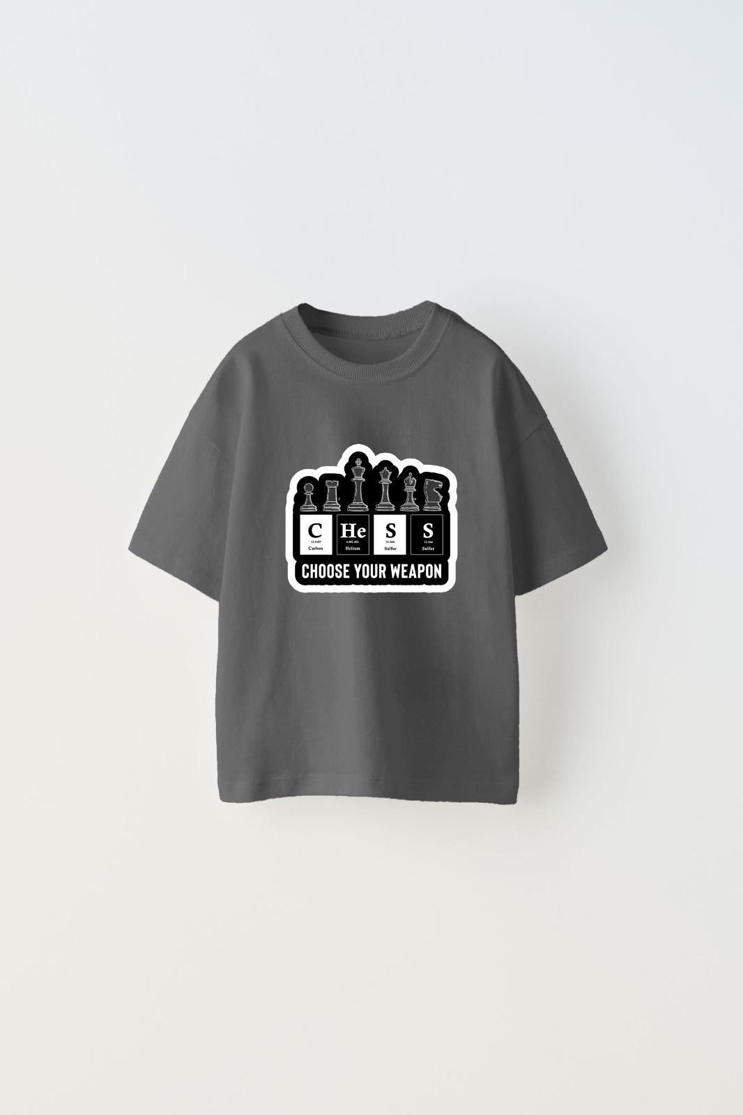 Choose Your Weapon Yazılı Satranç Tasarım Baskılı Füme Çocuk T-Shirt