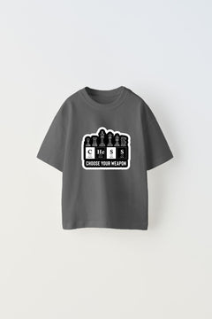 Choose Your Weapon Yazılı Satranç Tasarım Baskılı Füme Çocuk T-Shirt