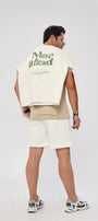 Bisiklet Yaka İçi Polar Move Ahead Yazı Baskılı Beyaz Oversize Sweatshirt