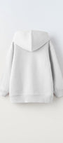 Kapüşonlu İçi Polar New York Yazı Baskılı Beyaz Unisex Çocuk Hoodie Sweatshirt