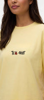 Kadın Oversize Tişört Tea-Shirt Baskılı Sarı – Bisiklet Yaka, Rahat Kalıp, %100 Pamuk