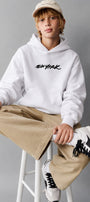 Erkek Çocuk Oversize Hoodie Sweatshirt DAY IN NYC Baskılı Beyaz – Kapüşonlu, Cepli, 3 İplik Polar