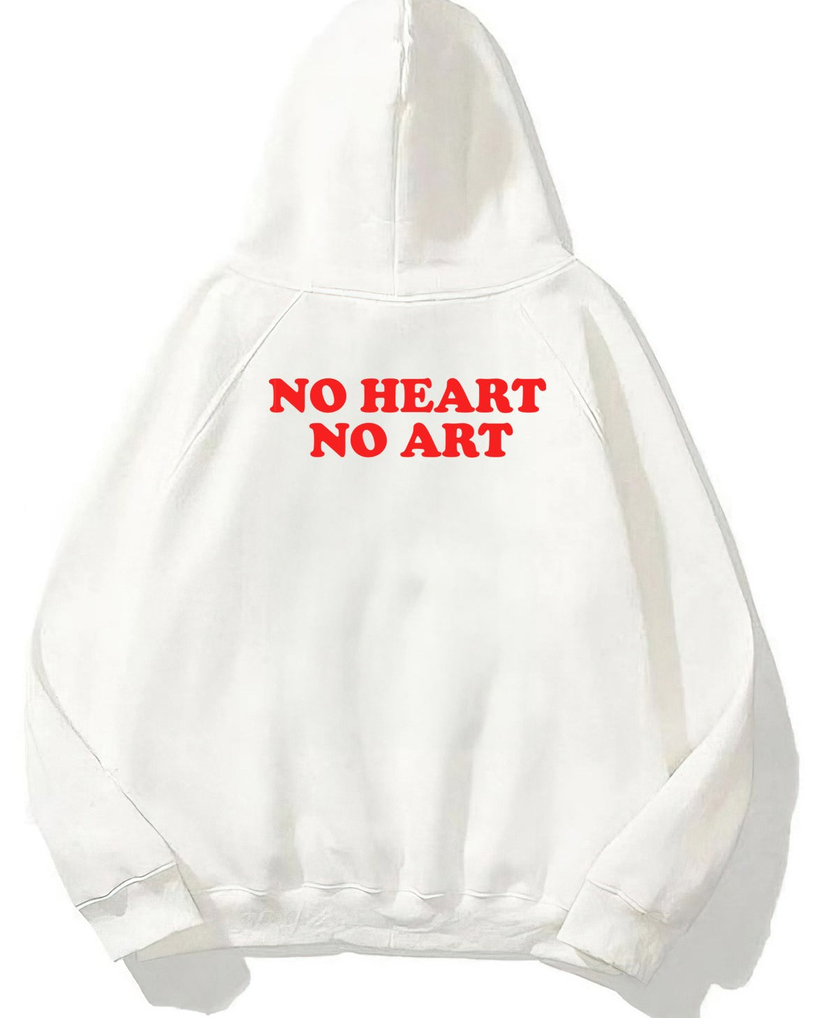 Kapüşonlu İçi Polar No Heart No Art Baskılı Beyaz Unisex Hoodie Sweatshirt