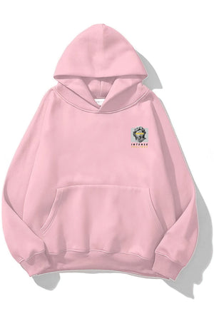 Kapüşonlu İçi Polar Intense Feelings Yazılı Heykel Baskılı Pembe Unisex Hoodie Sweatshirt