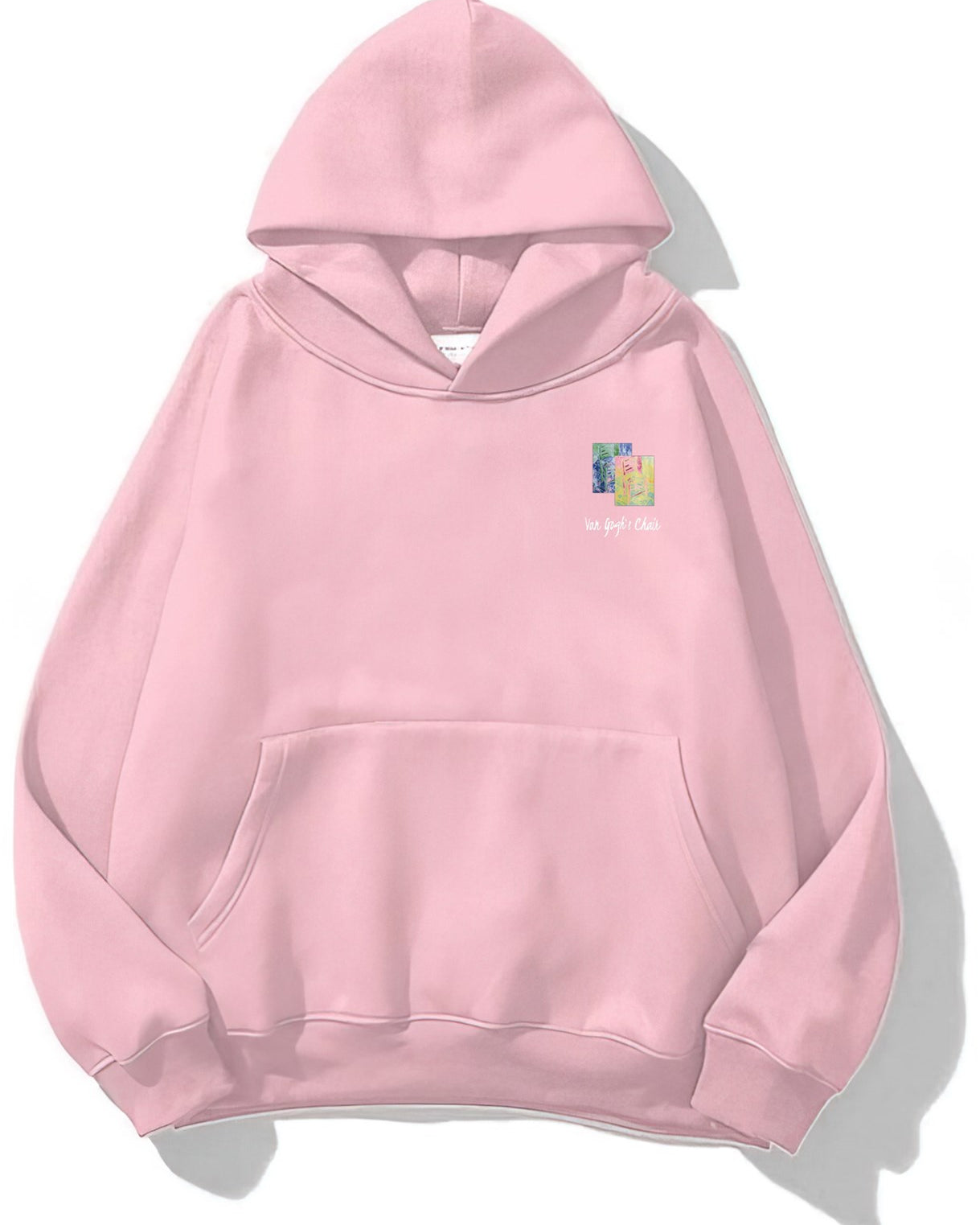 Kapüşonlu İçi Polar Van Gogh's Chair Baskılı Pembe Unisex Hoodie Sweatshirt
